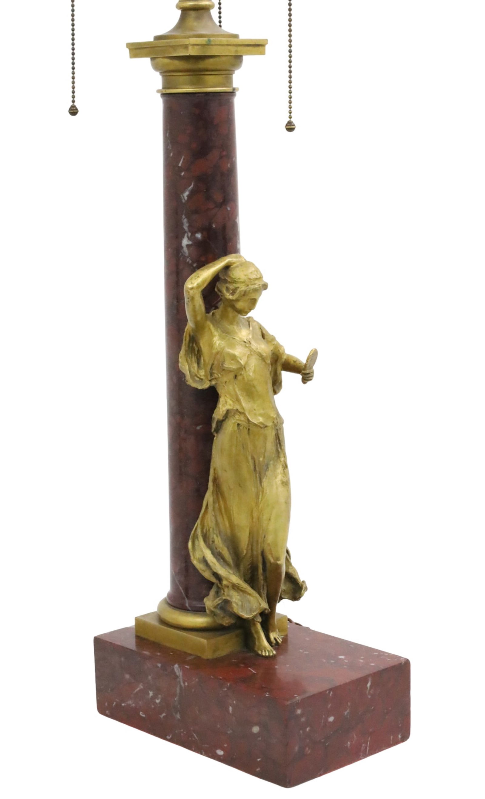 ART NOUVEAU BRONZE AND MARBLE TABLE LAMP (1 of 8)