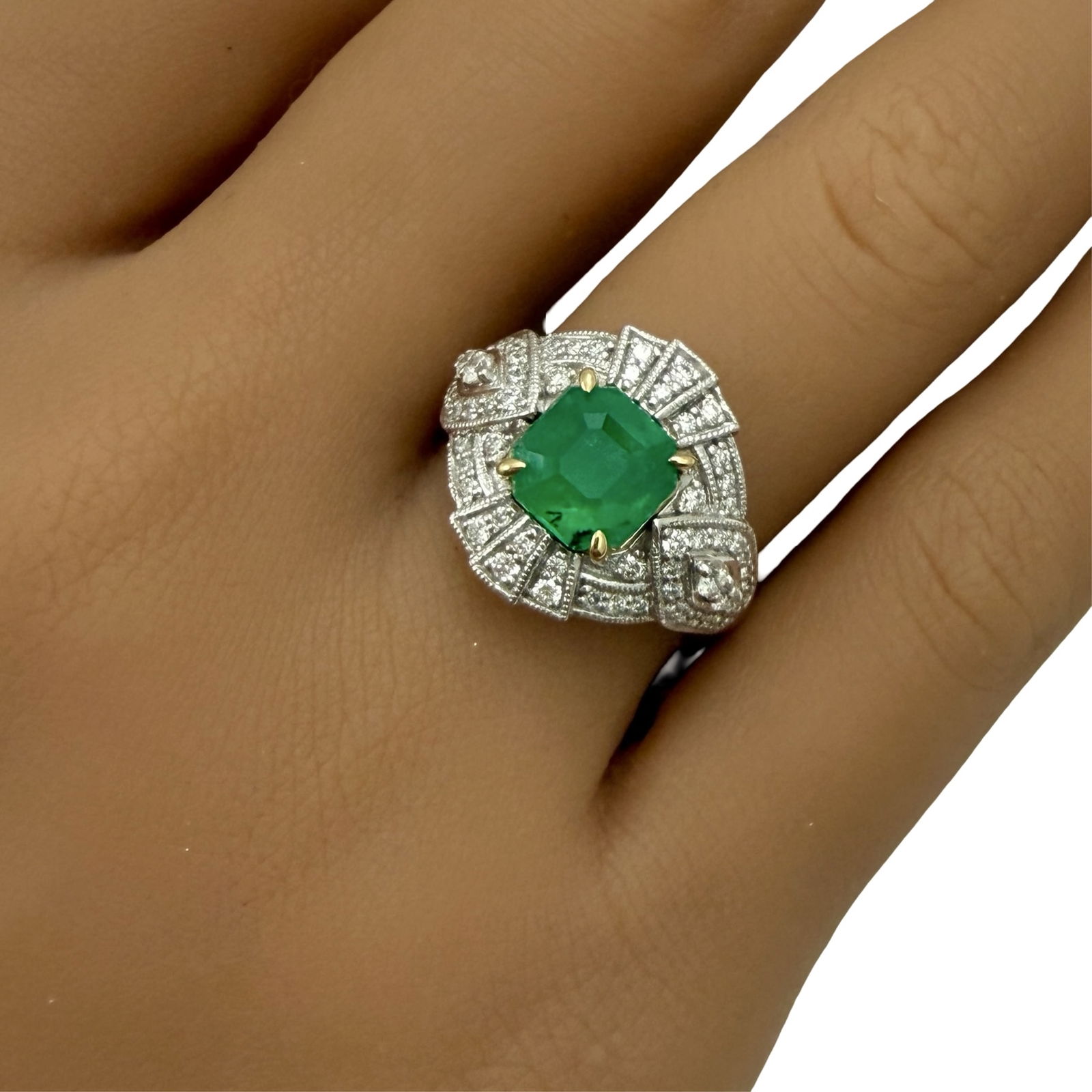 GIA COLUMBIAN EMERALD AND DIAMOND RING (1 of 7)