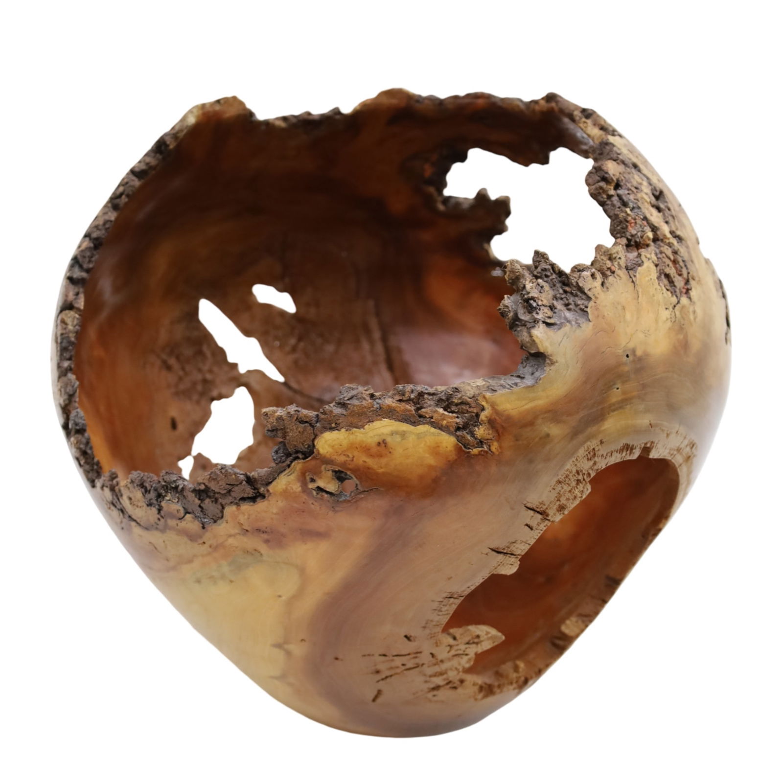 LIVE EDGE CHERRY BURL TURNED VESSEL, G. MACE (1 of 6)