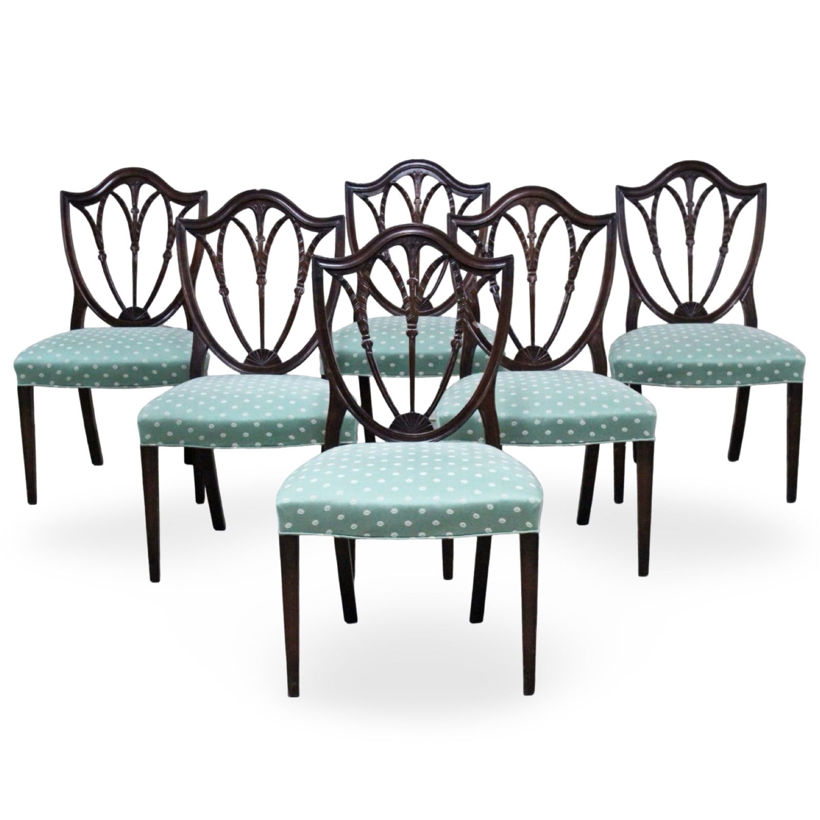 SET OF 6 SHIELD BACK HEPPLEWHITE STYLE CHAIRS (1 of 4)