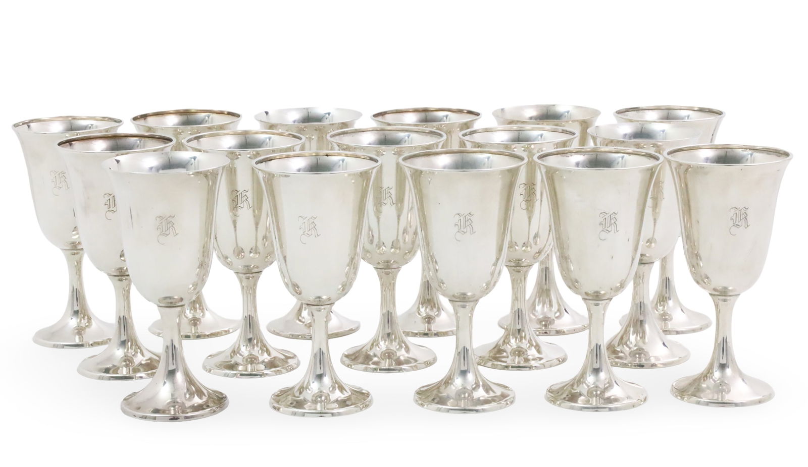 16 STERLING WATER GOBLETS, 60 T.O.W. (1 of 4)