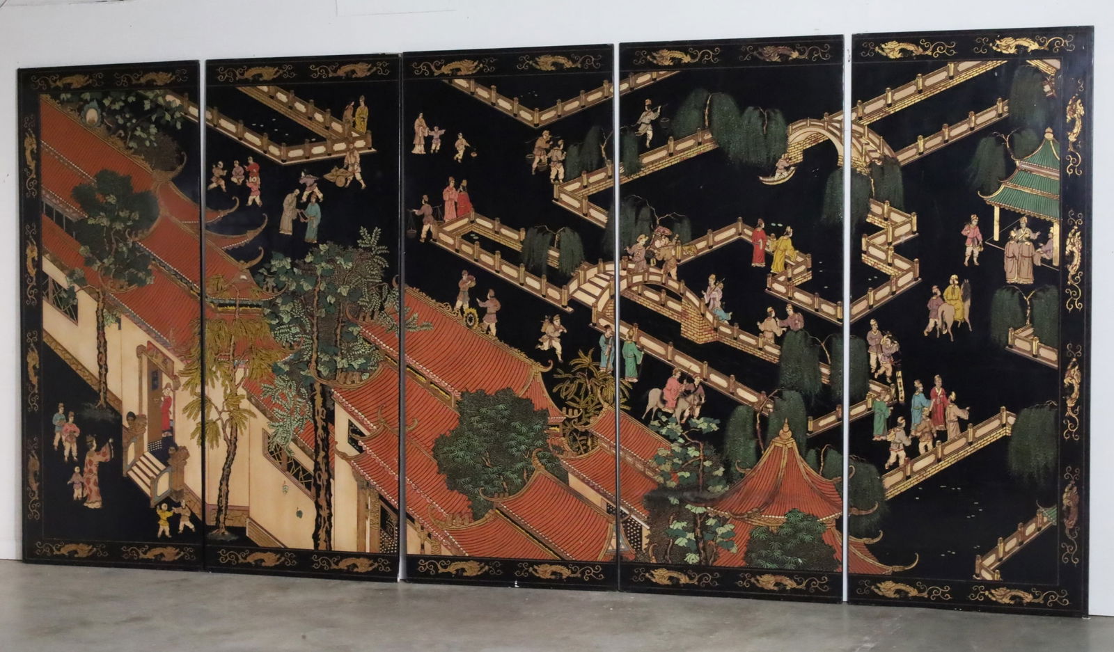 5PC ORIENTAL LACQUER SCREEN, MAITLAND SMITH - 2