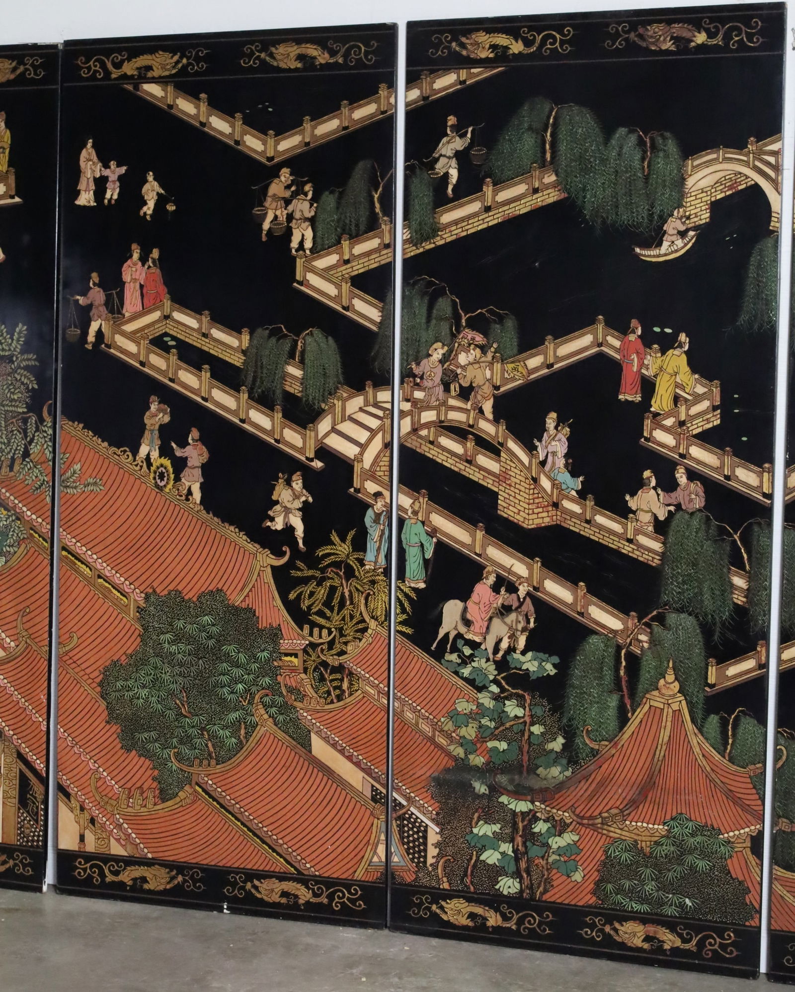 5PC ORIENTAL LACQUER SCREEN, MAITLAND SMITH - 4