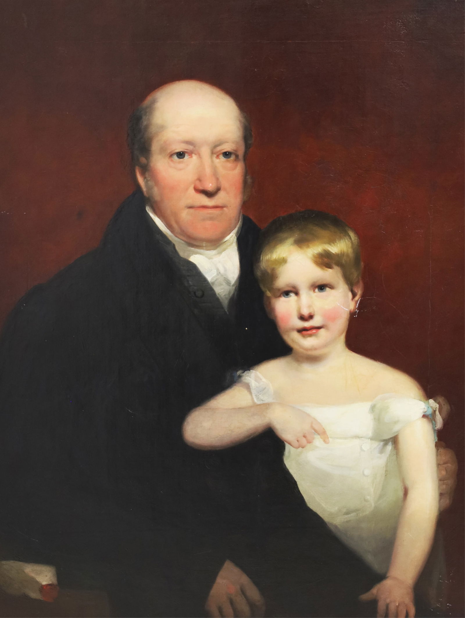 SIR JOHN WATSON GORDON (SCOTTISH, 1788-1864): Oil on canvas, laid to masonite, portrait of Roger Aytoun (1767-1843), the 7th Laird of Inchdairnie with his second son William Edmonds Towne Altoun, by Sir John Watson Gordon (Scottish, 1788-1864) R.
