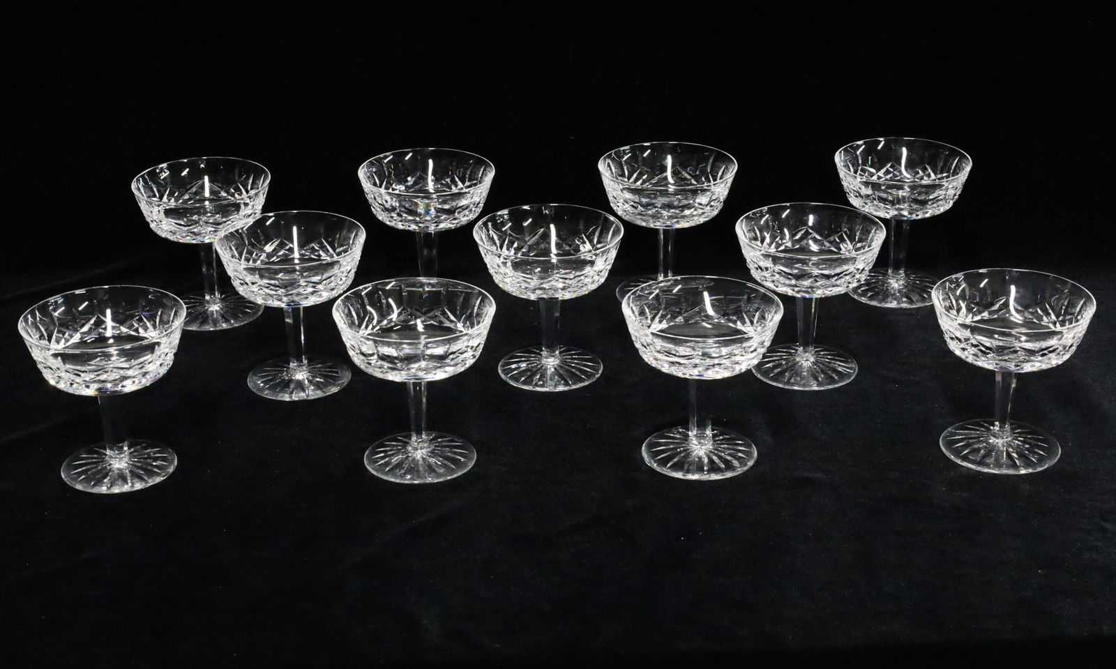 12 WATERFORD CRYSTAL CHAMPAGNE COUPES, LISMORE (1 of 3)