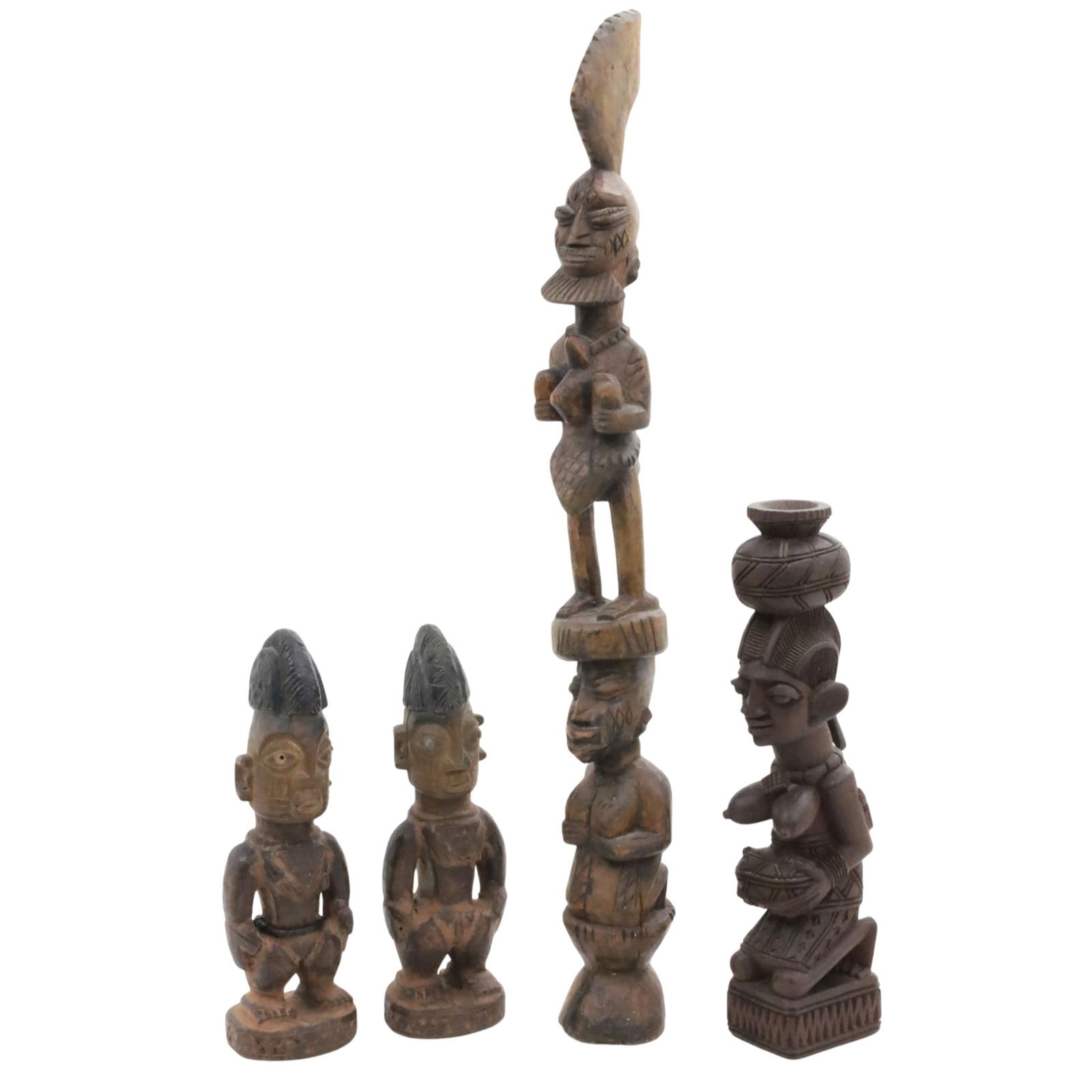 4 YORUBA FIGURAL CARVINGS, INCL. FAKEYE (1 of 8)