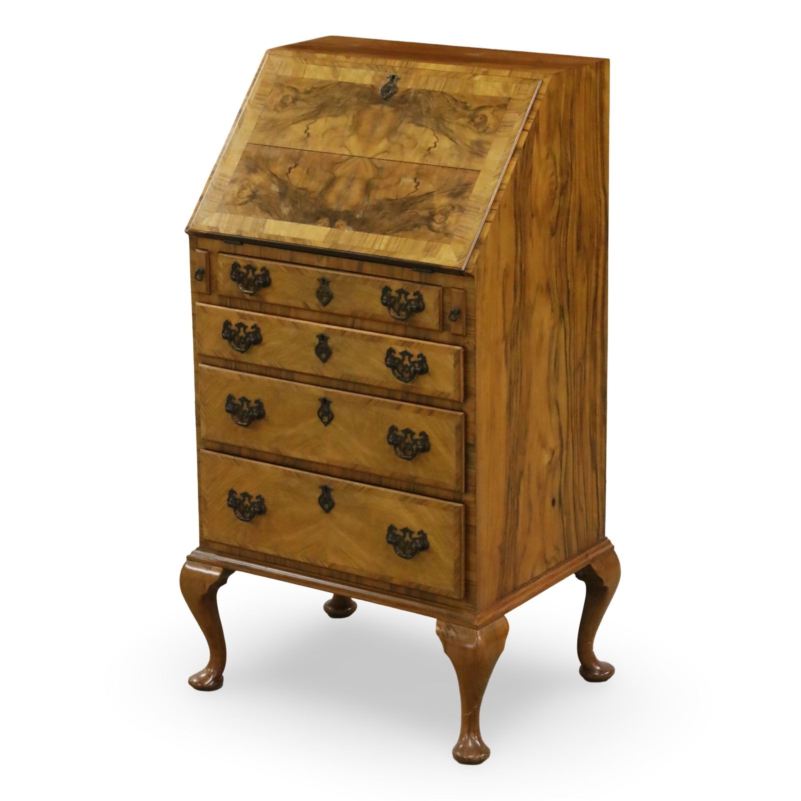 QUEEN ANNE STYLE BURL WALNUT LADIES BUREAU (1 of 5)