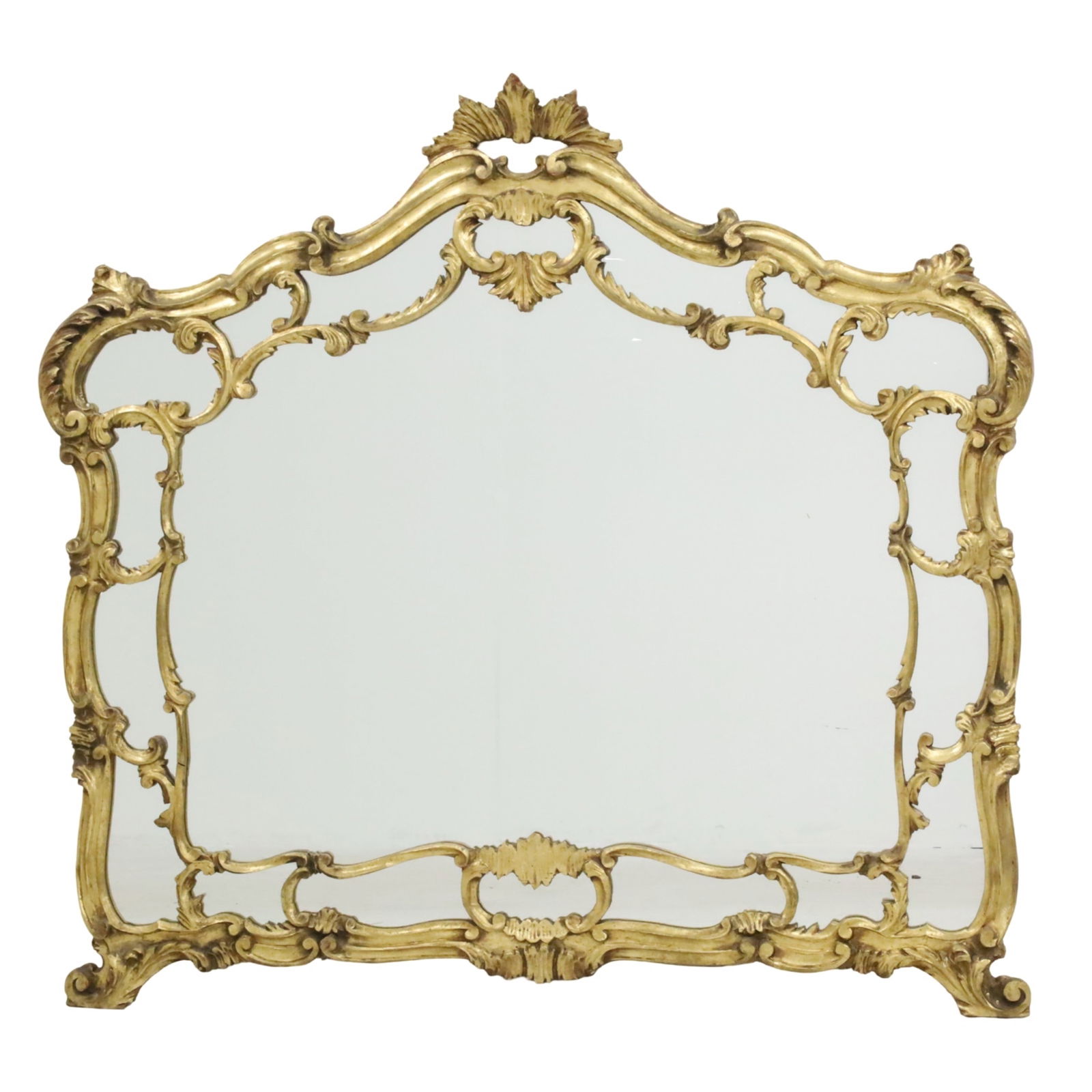ROCOCO STYLE GILTWOOD OVERMANTEL MIRROR (1 of 4)