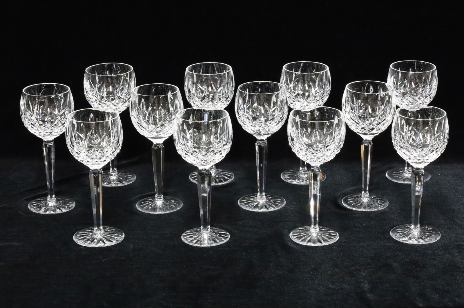 12 WATERFORD CRYSTAL HOCK WINE GLASSES, LISMORE (1 of 2)