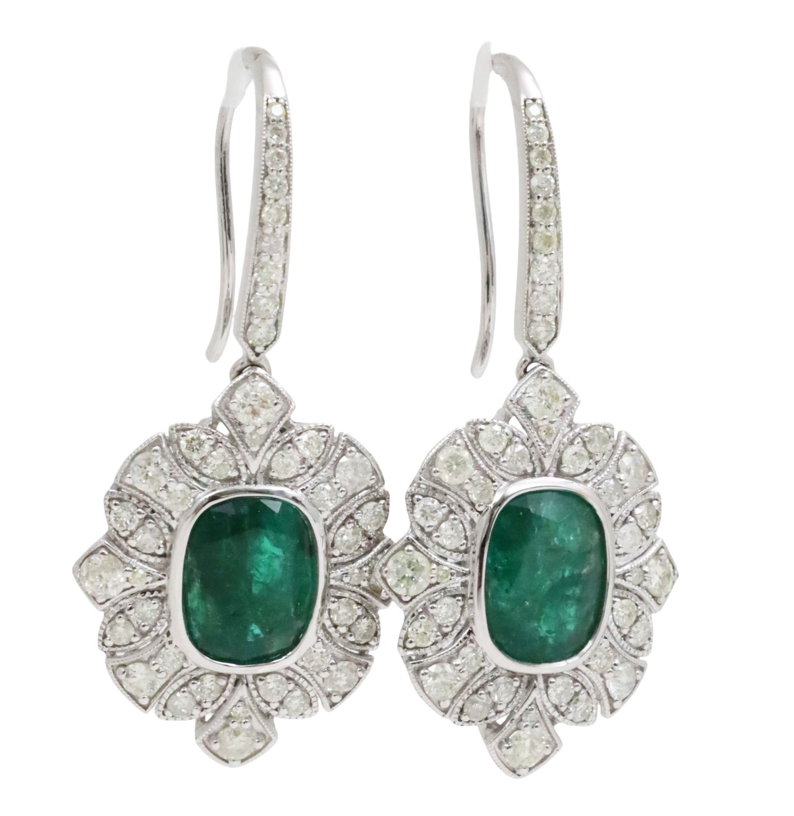 18K EMERALD AND DIAMOND EARRINGS (1 of 6)