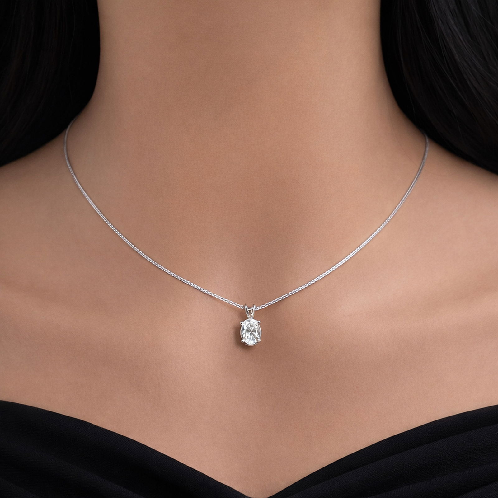 DIAMOND PENDANT AND CHAIN: 1ct diamond pendant on 14k white gold chain. Please see all photos and jeweler evaluation. Note: this lot must be paid by bank wire transfer