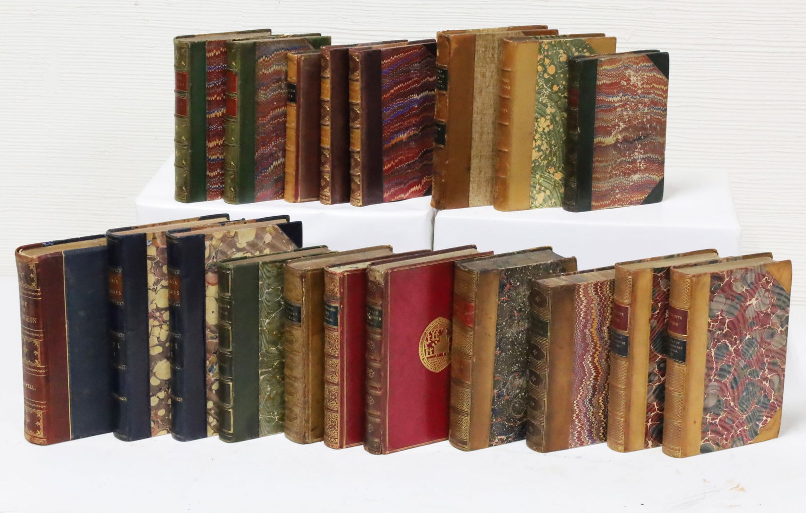 19PC LOT OF ANTIQUE LEATHER BOUND BOOKS (1 of 5)