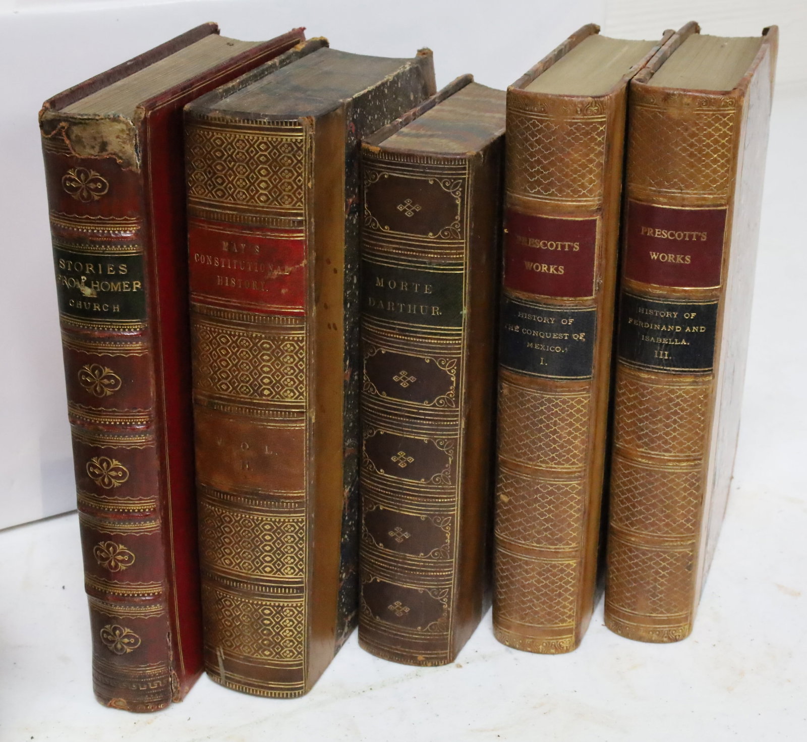 19PC LOT OF ANTIQUE LEATHER BOUND BOOKS - 5