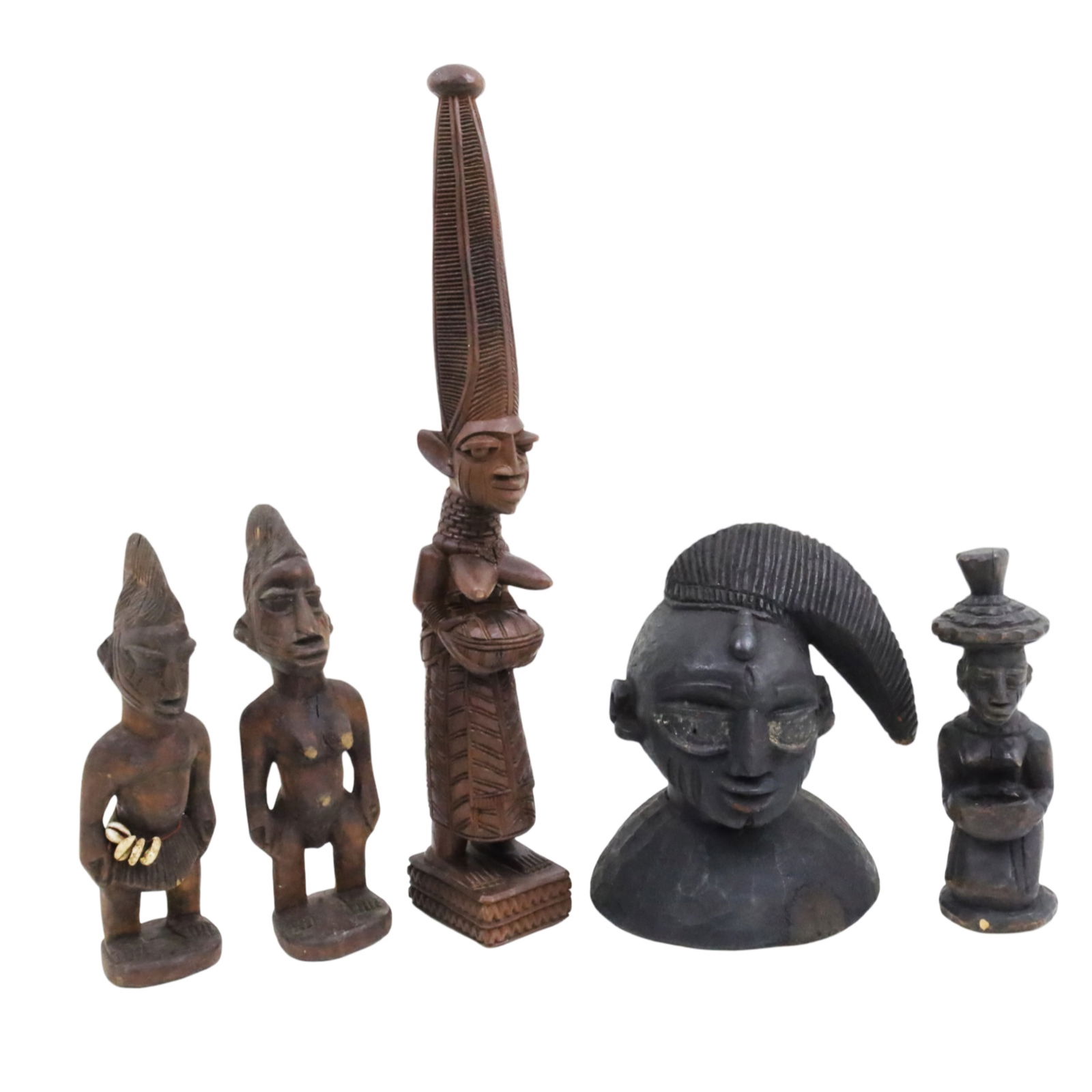 5PC LOT OF AFRICAN CARVINGS INCL. FAKEYE (1 of 7)