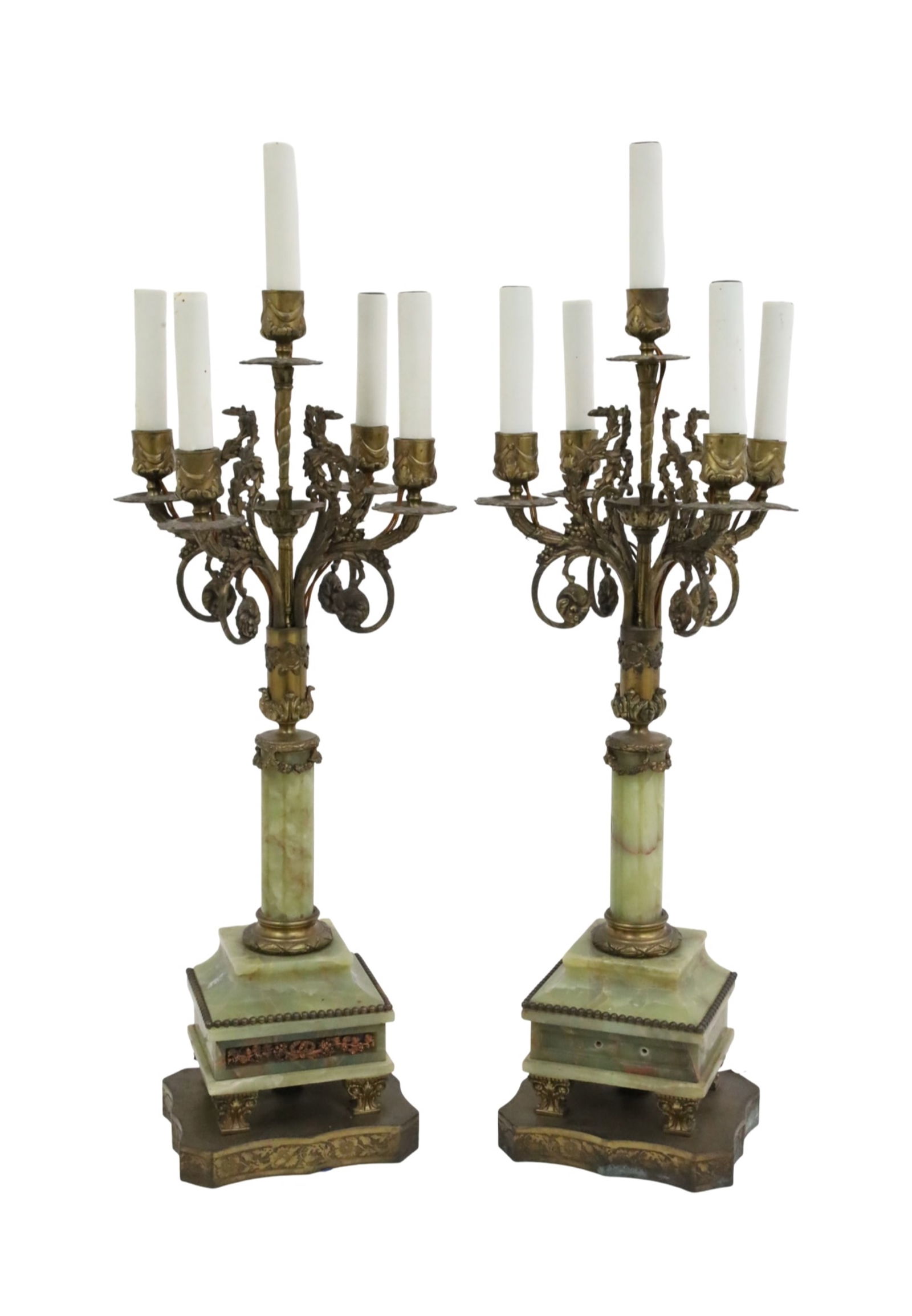 PR FRENCH BRONZE AND ONYX CANDELABRA (1 of 3)