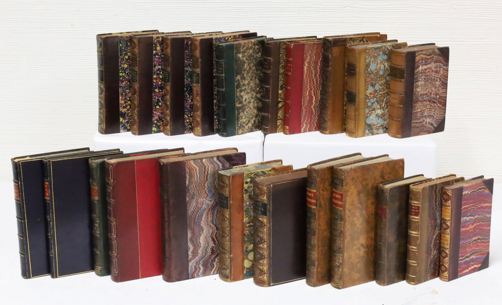 22PC LOT OF ANTIQUE LEATHER BOUND BOOKS (1 of 5)