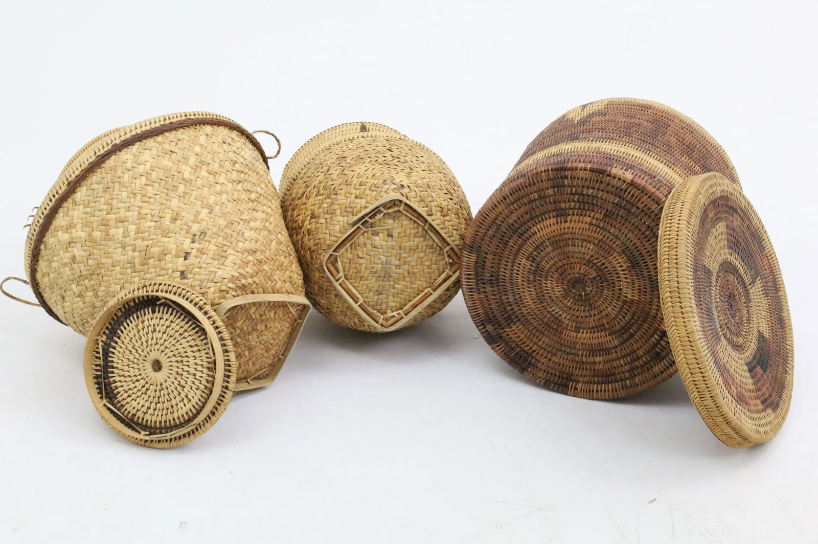 THREE NATIVE AMERICAN WOVEN BASKETS - 7