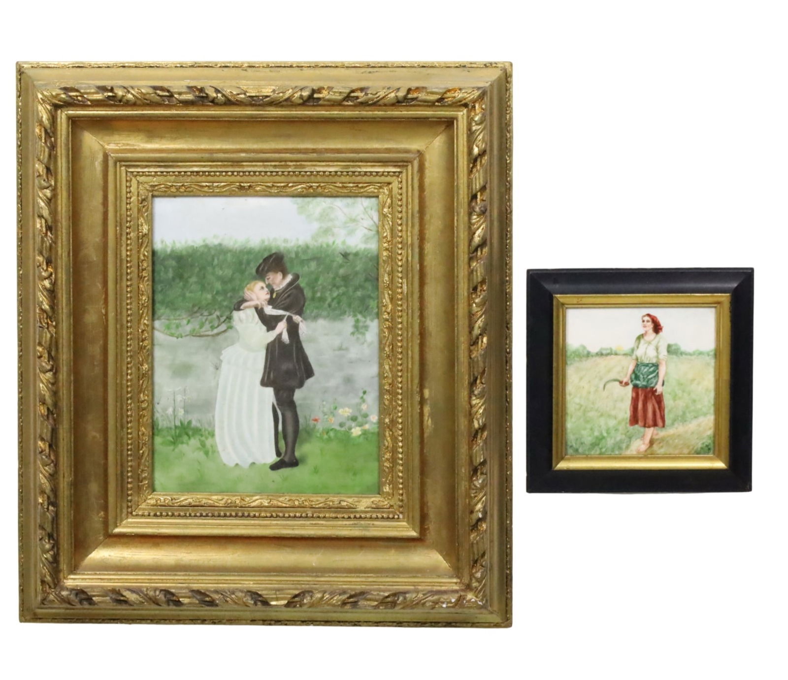 TWO ANTIQUE PAINTINGS ON PORCELAIN (1 of 7)