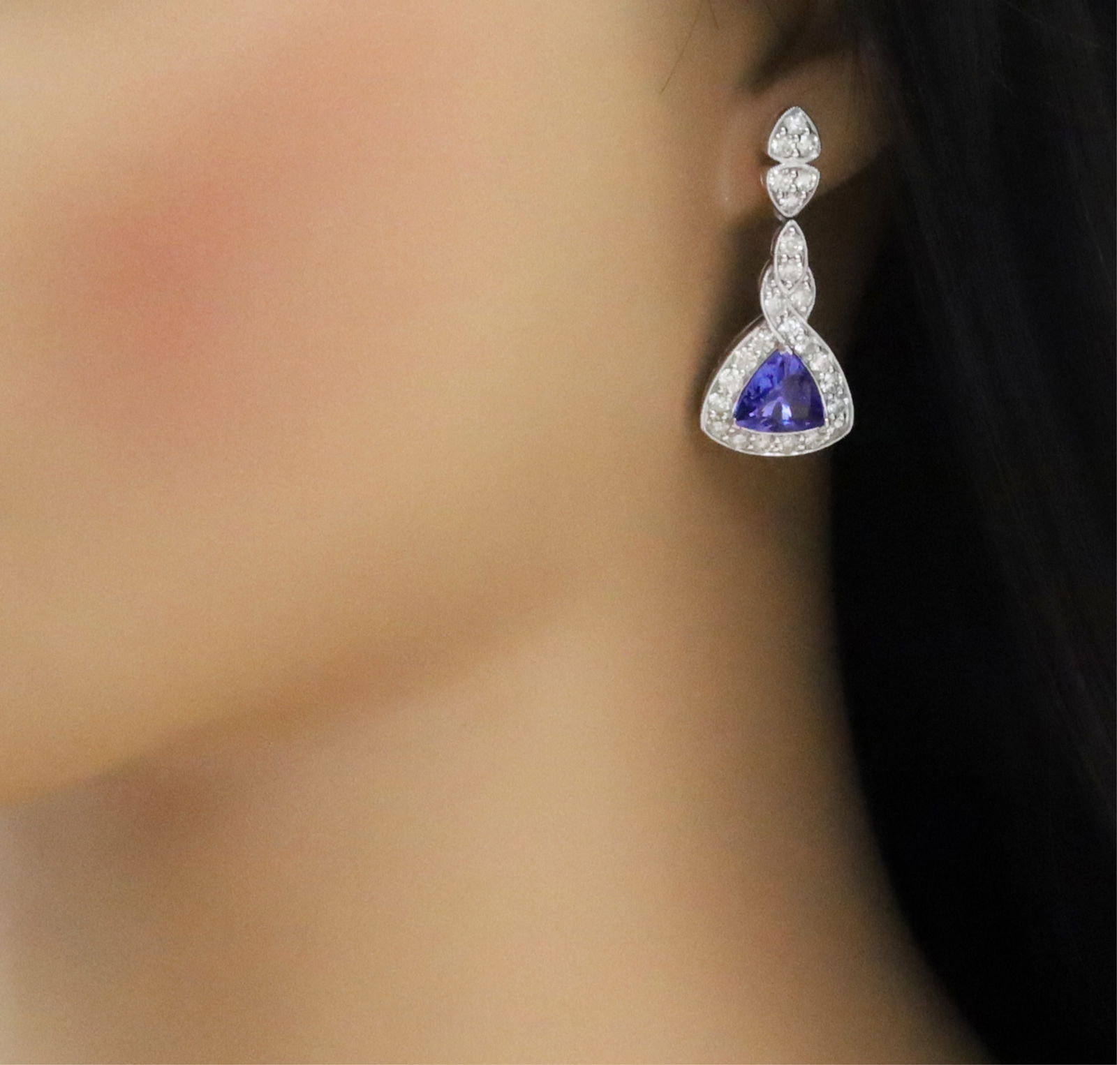 PLATINUM TANZANITE AND DIAMOND EARRINGS (1 of 6)