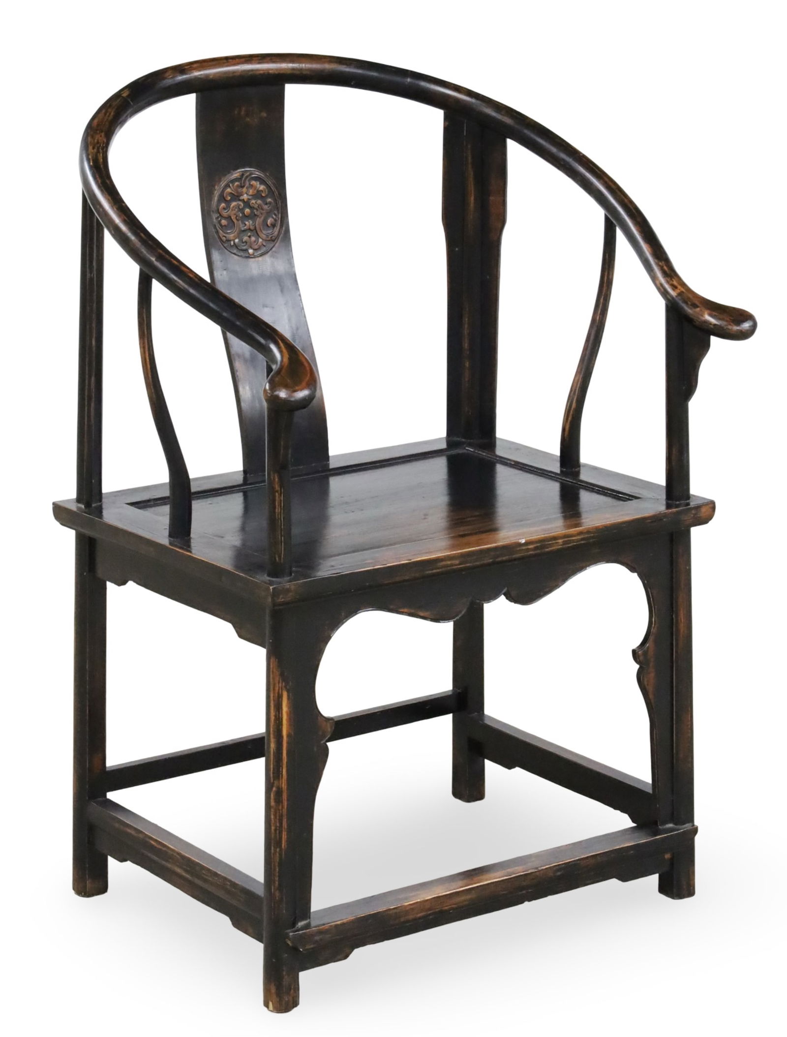 CHINESE HARDWOOD HORSESHOE ARMCHAIR (1 of 4)