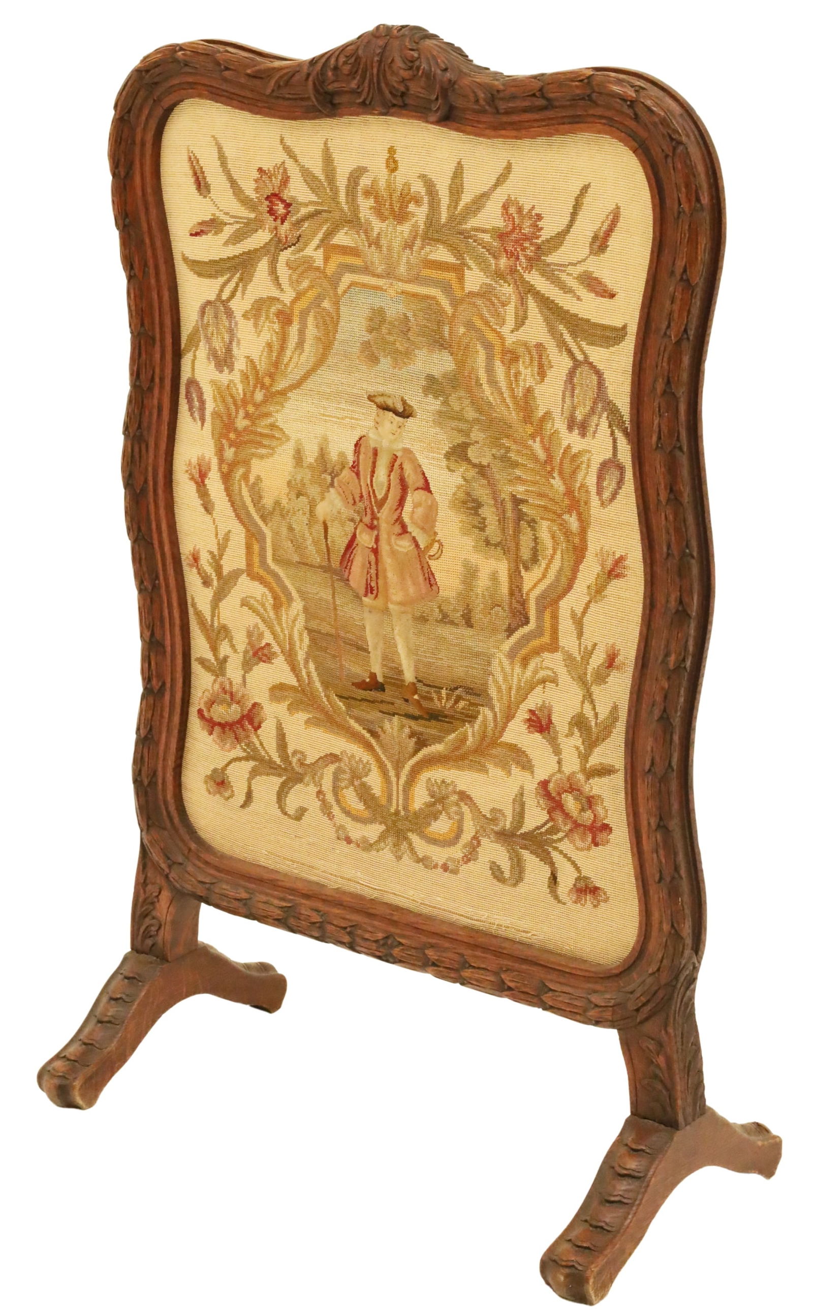 FRENCH PROV. NEEDLEPOINT FIRE SCREEN - 2