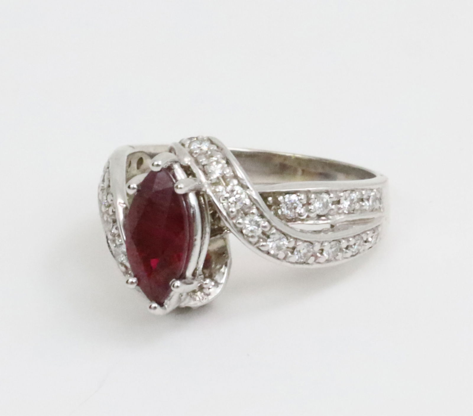 14K WHITE GOLD RUBY AND DIAMOND RING - 3