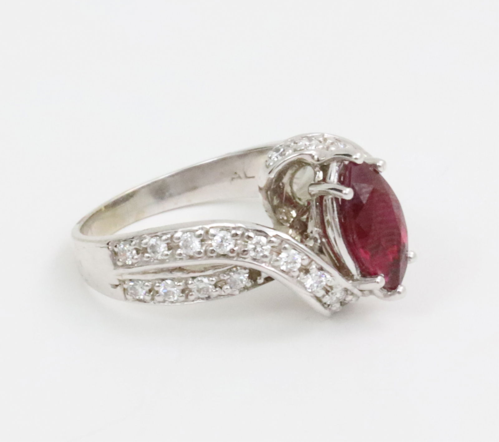 14K WHITE GOLD RUBY AND DIAMOND RING - 4