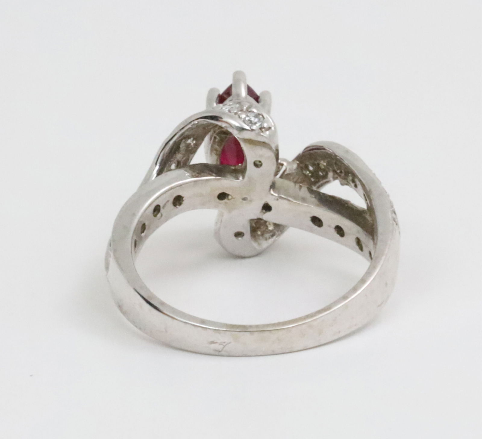 14K WHITE GOLD RUBY AND DIAMOND RING - 5