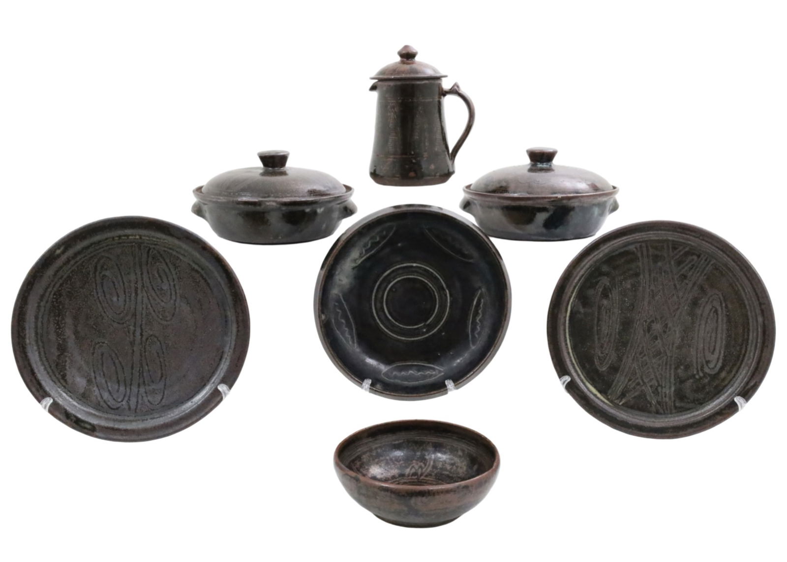 7PC LOT OF SIGNED ABUJA POTTERY (1 of 17)