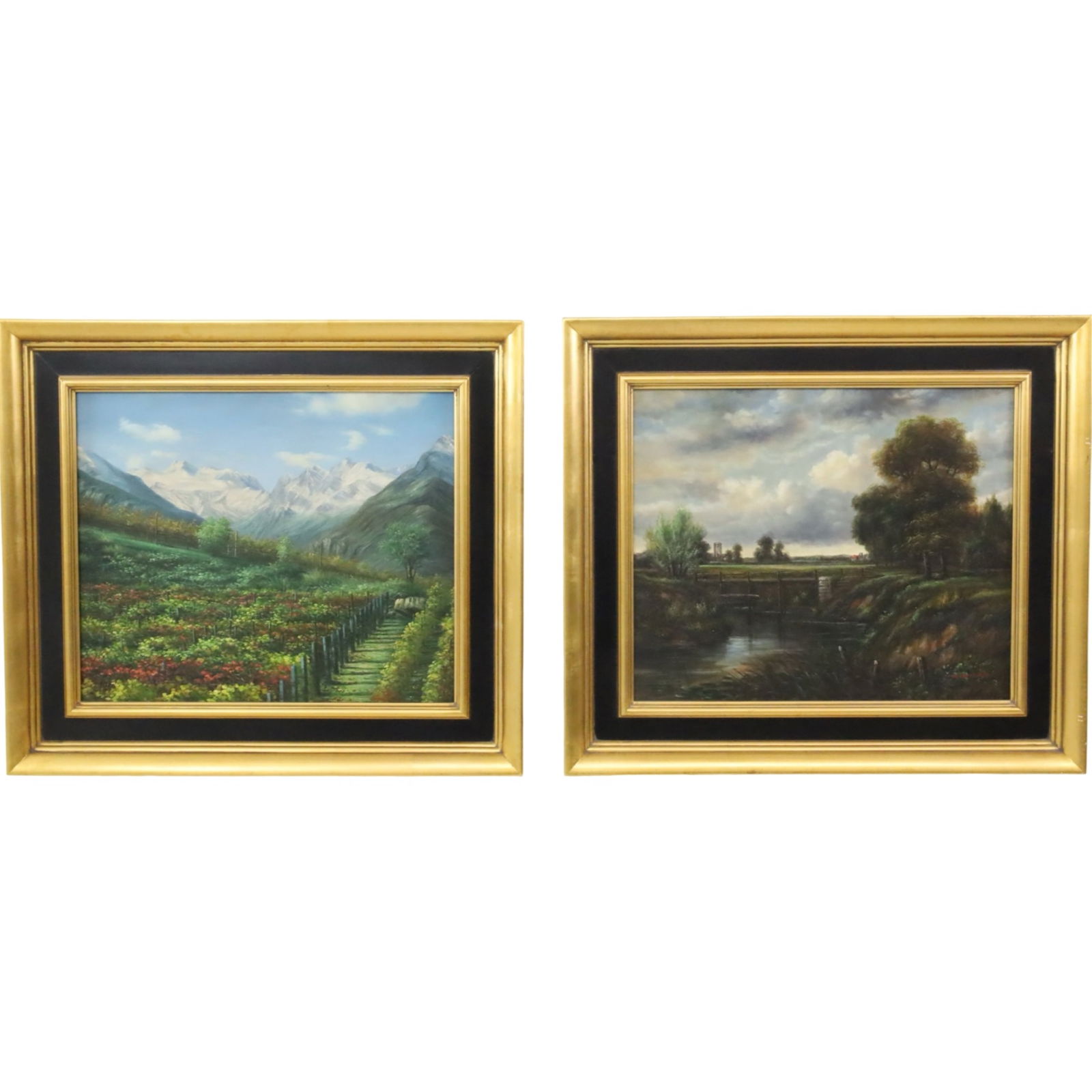 PAIR OF OIL ON CANVAS LANDSCAPE PAINTINGS (1 of 7)