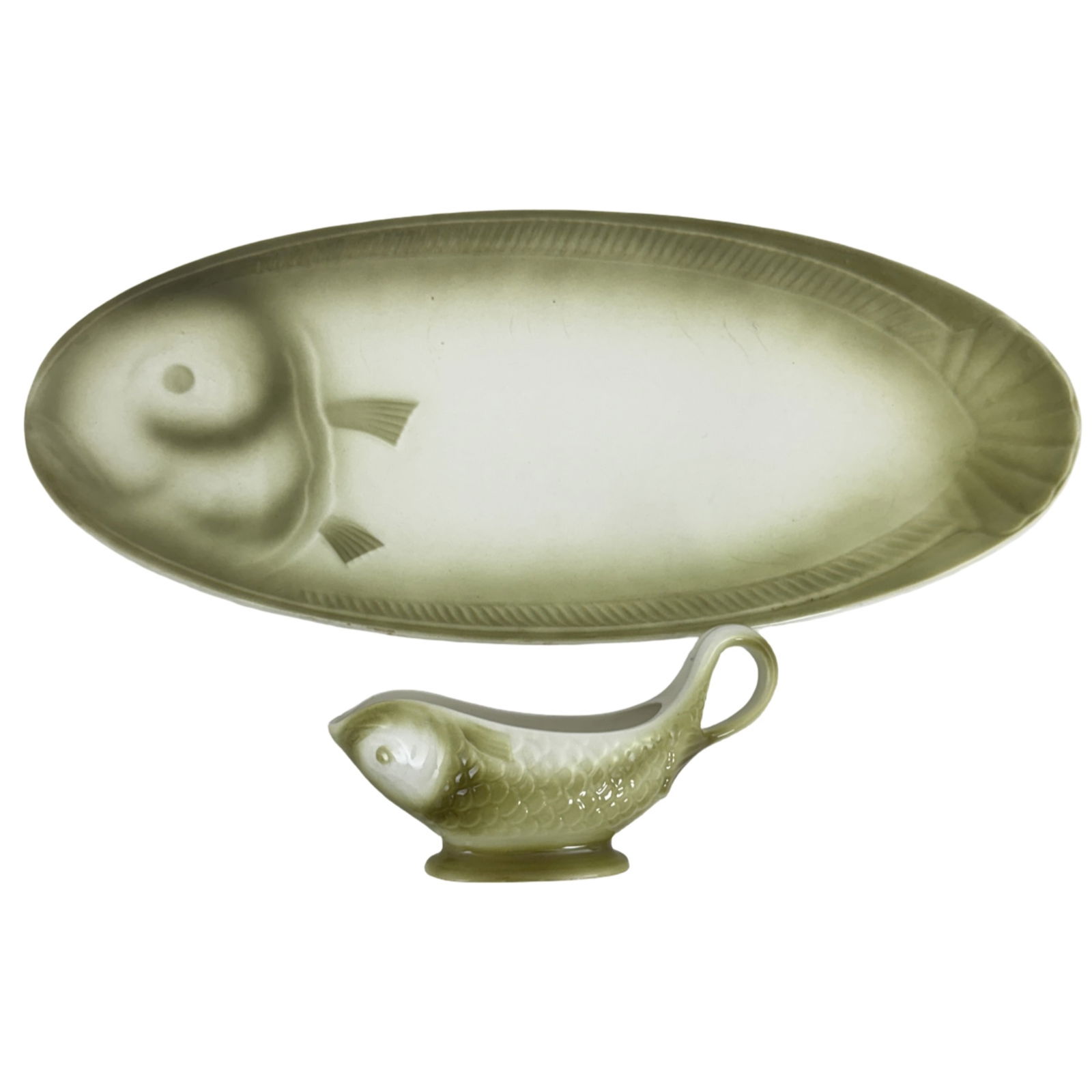 FRENCH EARTHENWARE FISH SERVICE - 3