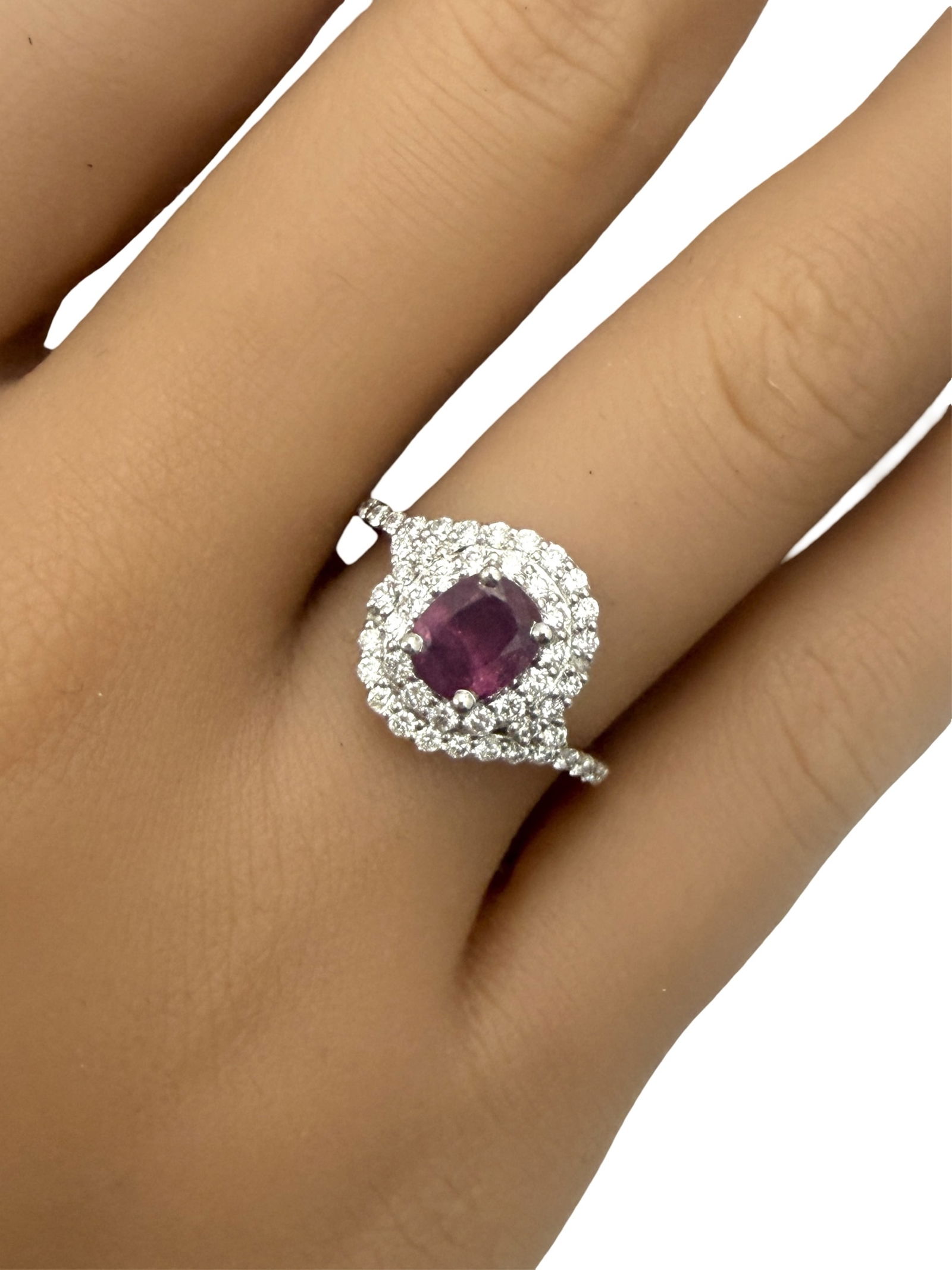 PLATINUM PINK SAPPHIRE AND DIAMONND RING, GIA: Platinum natural unheated sapphire and diamond ring having 1.14ct GIA certified center stone and .56cts of VS1-VS2 diamonds. Please see all photos, appraisal, and GIA#2235441684. Note: this lot must