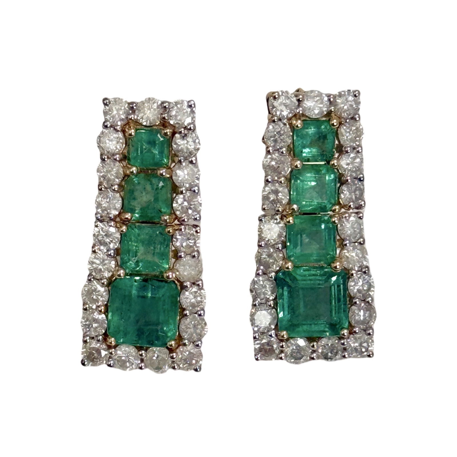 14K EMERALD AND DIAMOND EARRINGS (1 of 3)