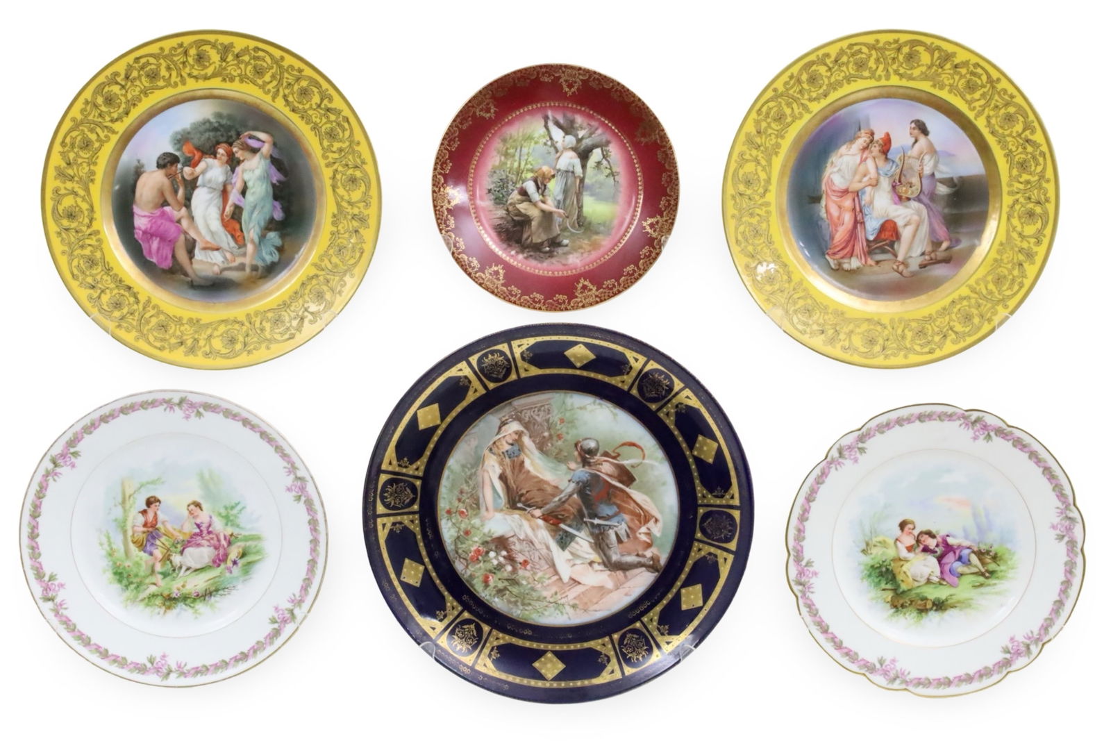 6 CONTINENTAL PORCELAIN COURTING SCENE PLATES (1 of 9)