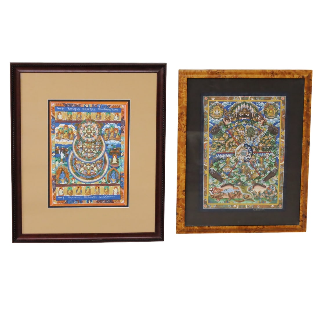 2 FRAMED HAND PTD TIBETAN TANGKAS (1 of 3)