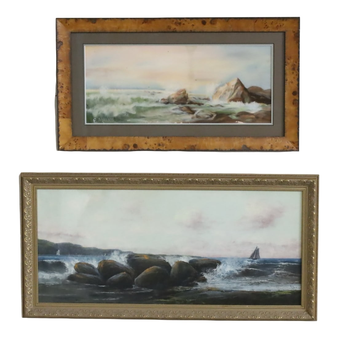 TWO COASTAL SCENE WATERCOLOR PAINTINGS (1 of 3)