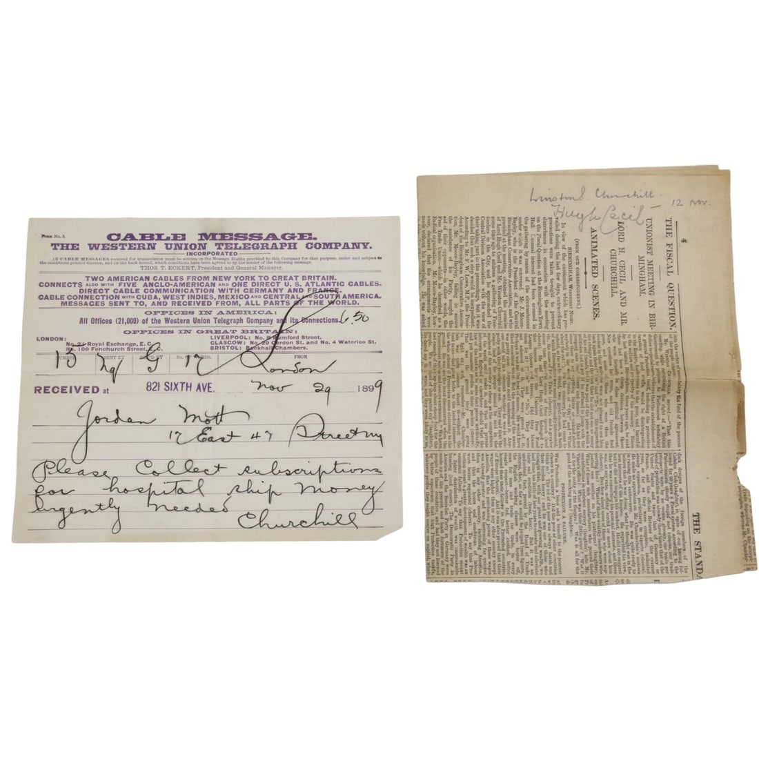 2PC LOT OF WINSTON CHURCHILL EPHEMERA (1 of 6)