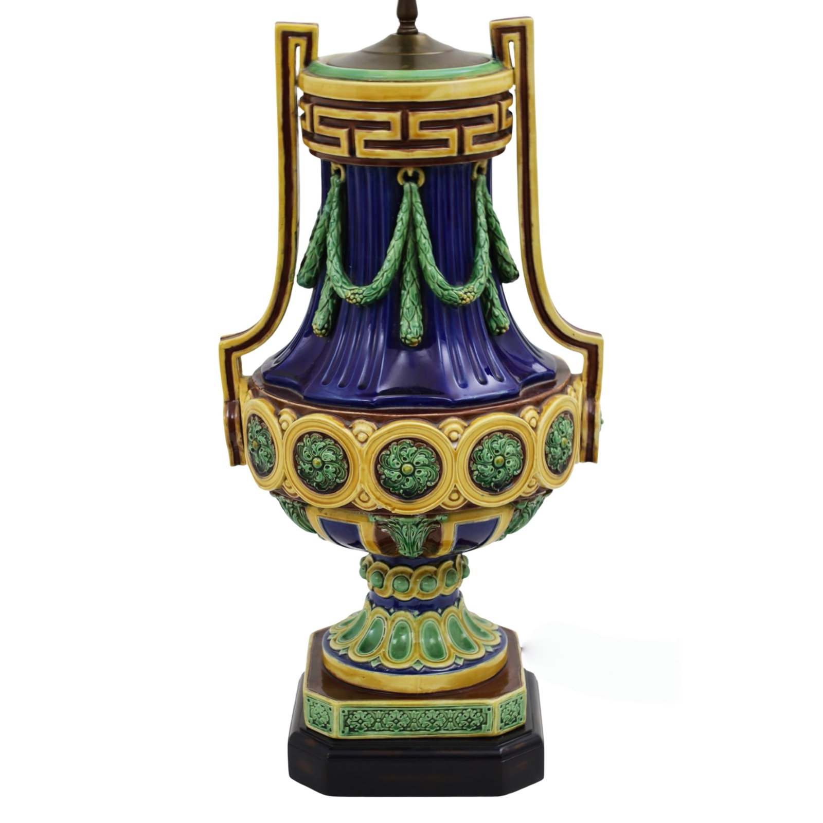 MINTON MAJOLICA URN AS LAMP (1 of 4)