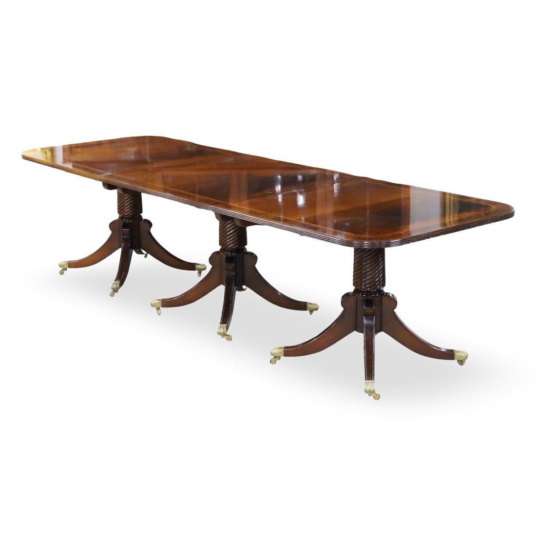REGENCY STYLE TRIPLE PEDESTAL BANQUET TABLE (1 of 5)