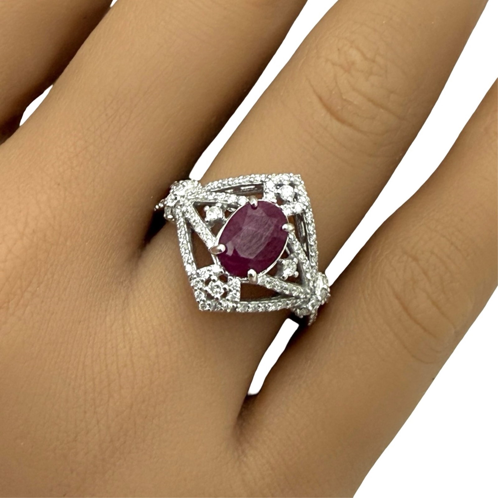 PLATINUM BURMESE RUBY AND DIAMOND RING, GIA - 2