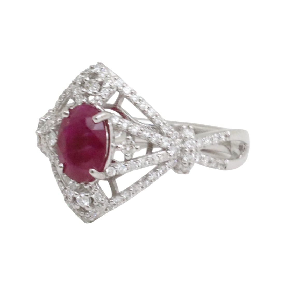 PLATINUM BURMESE RUBY AND DIAMOND RING, GIA - 3