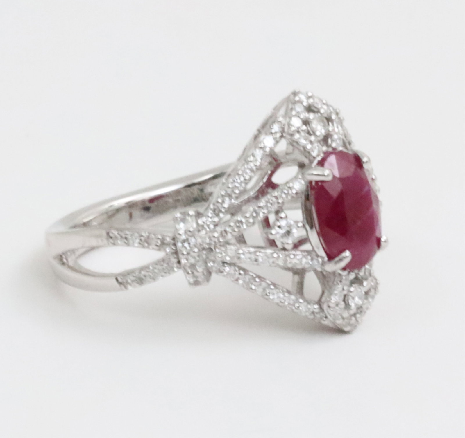 PLATINUM BURMESE RUBY AND DIAMOND RING, GIA - 4