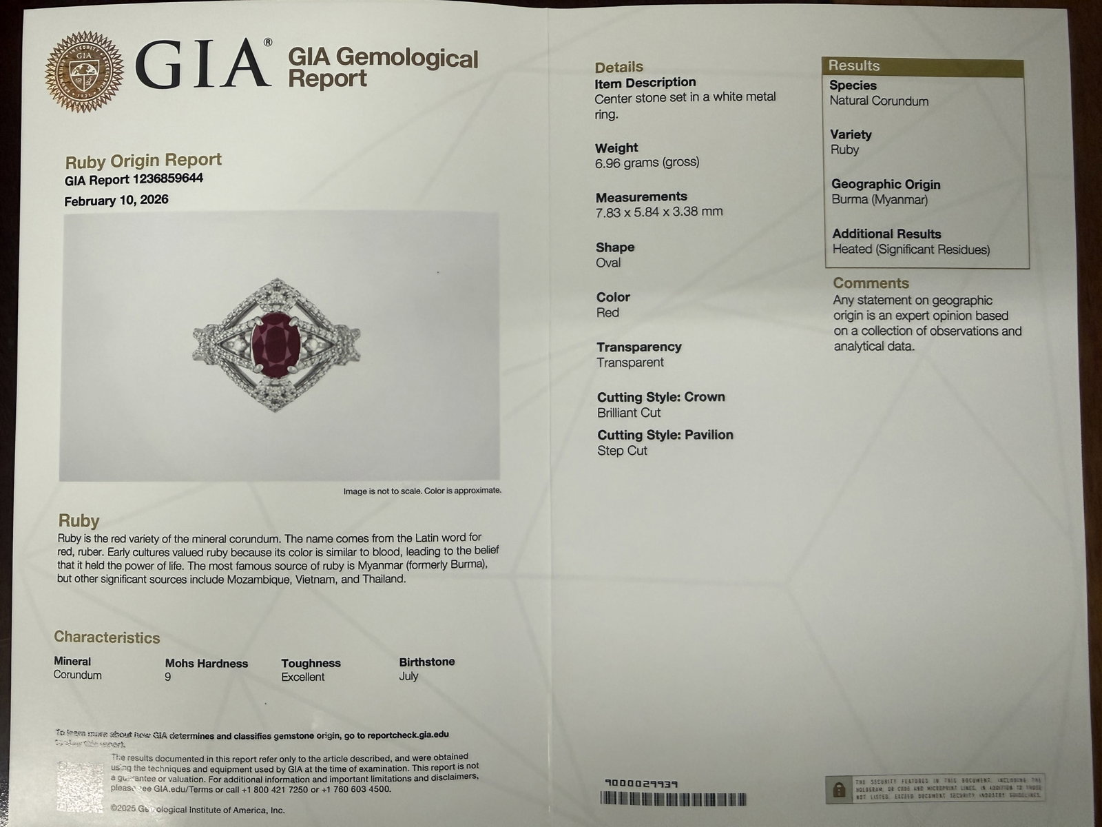 PLATINUM BURMESE RUBY AND DIAMOND RING, GIA - 7