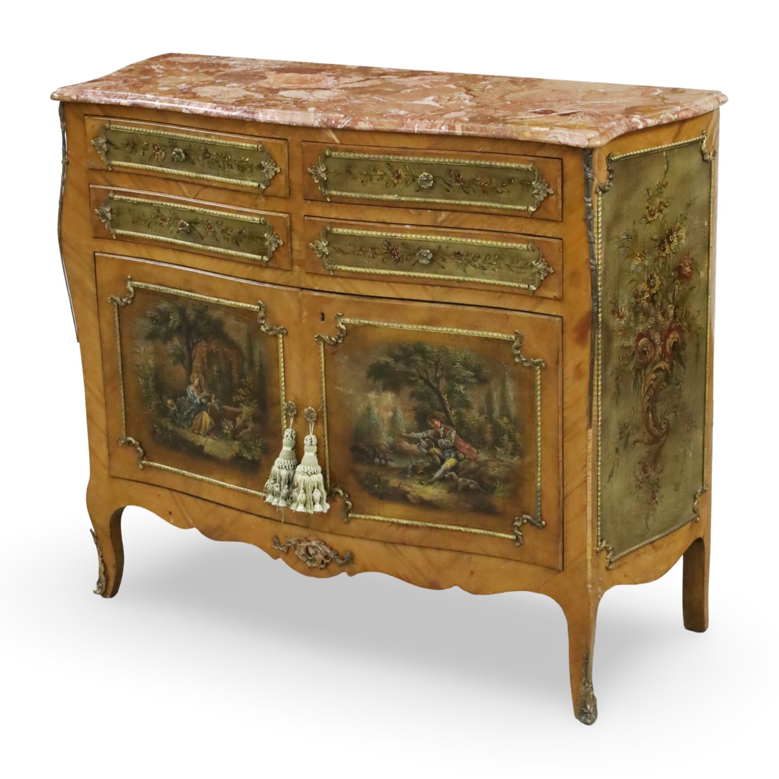 LOUIS XV STYLE MARBLE TOP CABINET (1 of 6)