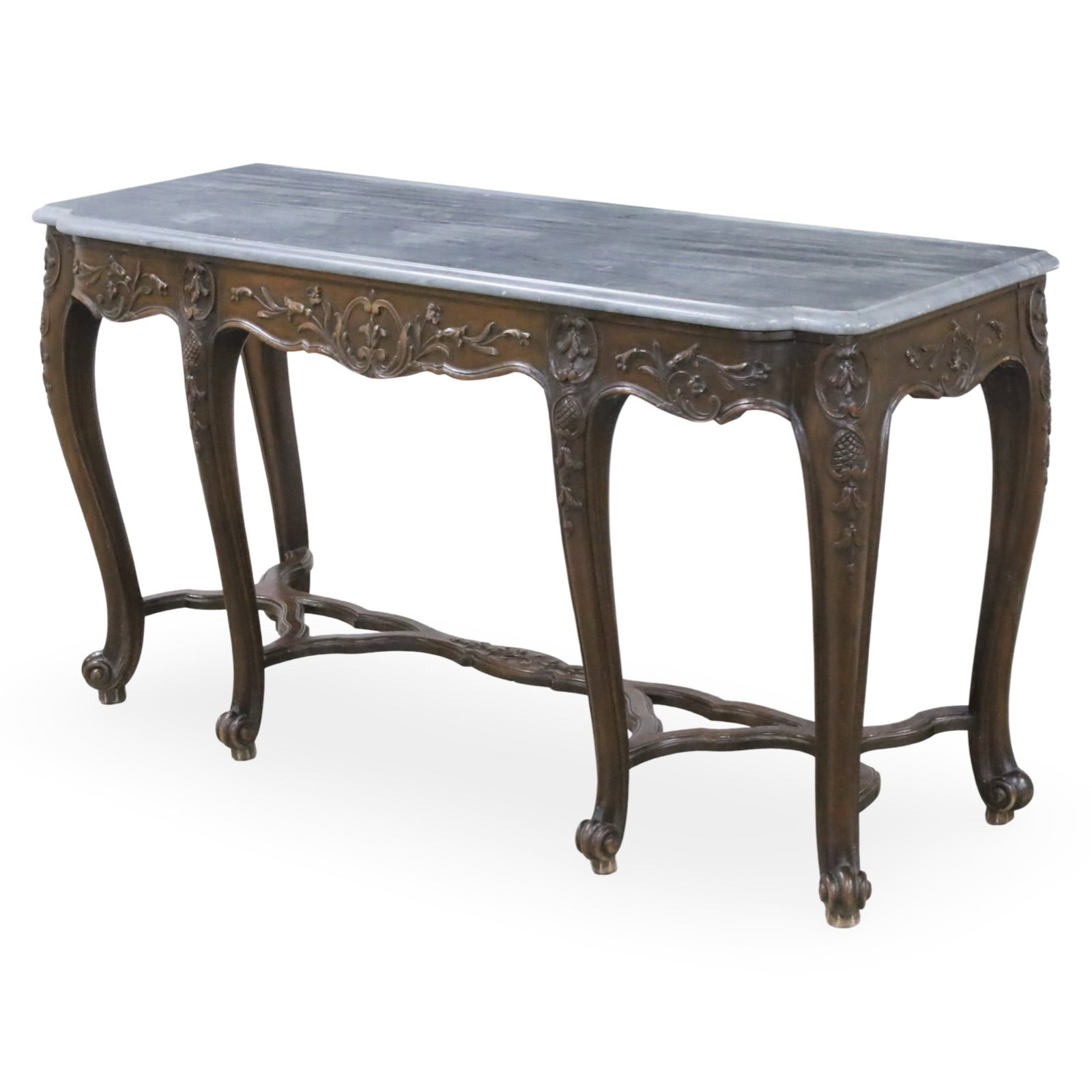 FRENCH WALNUT MARBLE TOP CONSOLE (1 of 6)