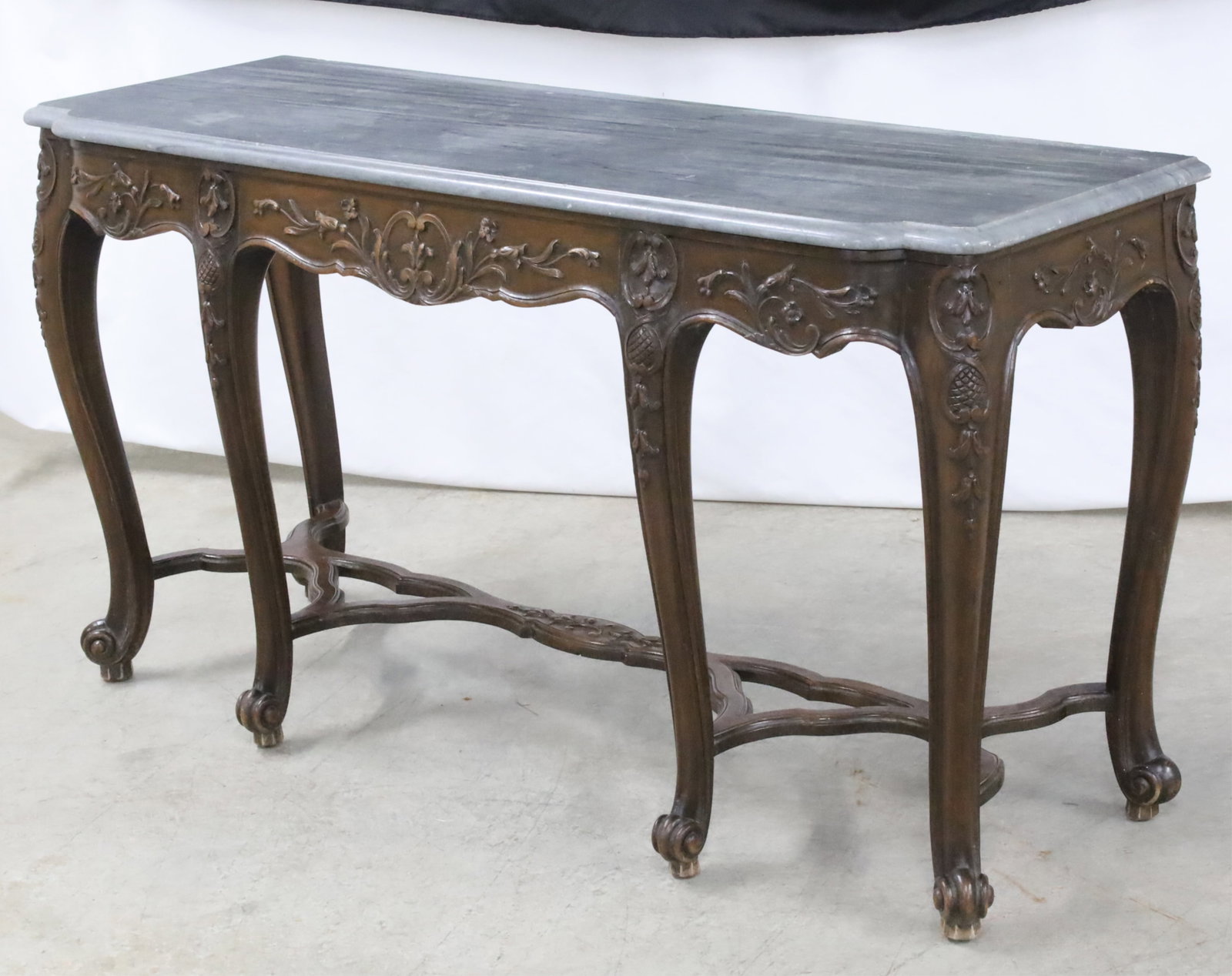 FRENCH WALNUT MARBLE TOP CONSOLE - 2