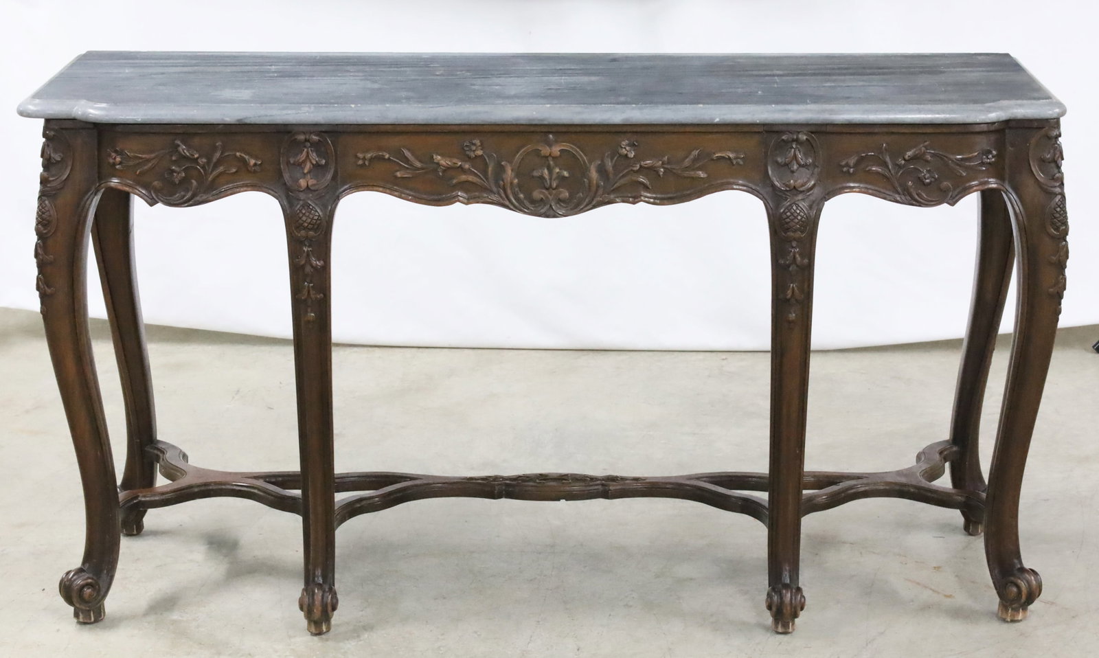 FRENCH WALNUT MARBLE TOP CONSOLE - 3