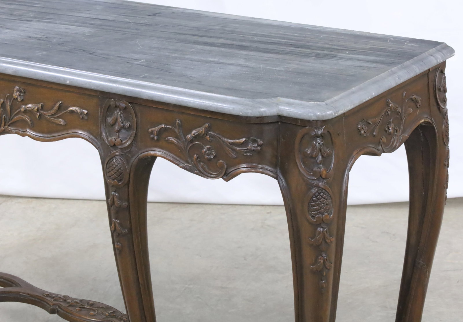FRENCH WALNUT MARBLE TOP CONSOLE - 6
