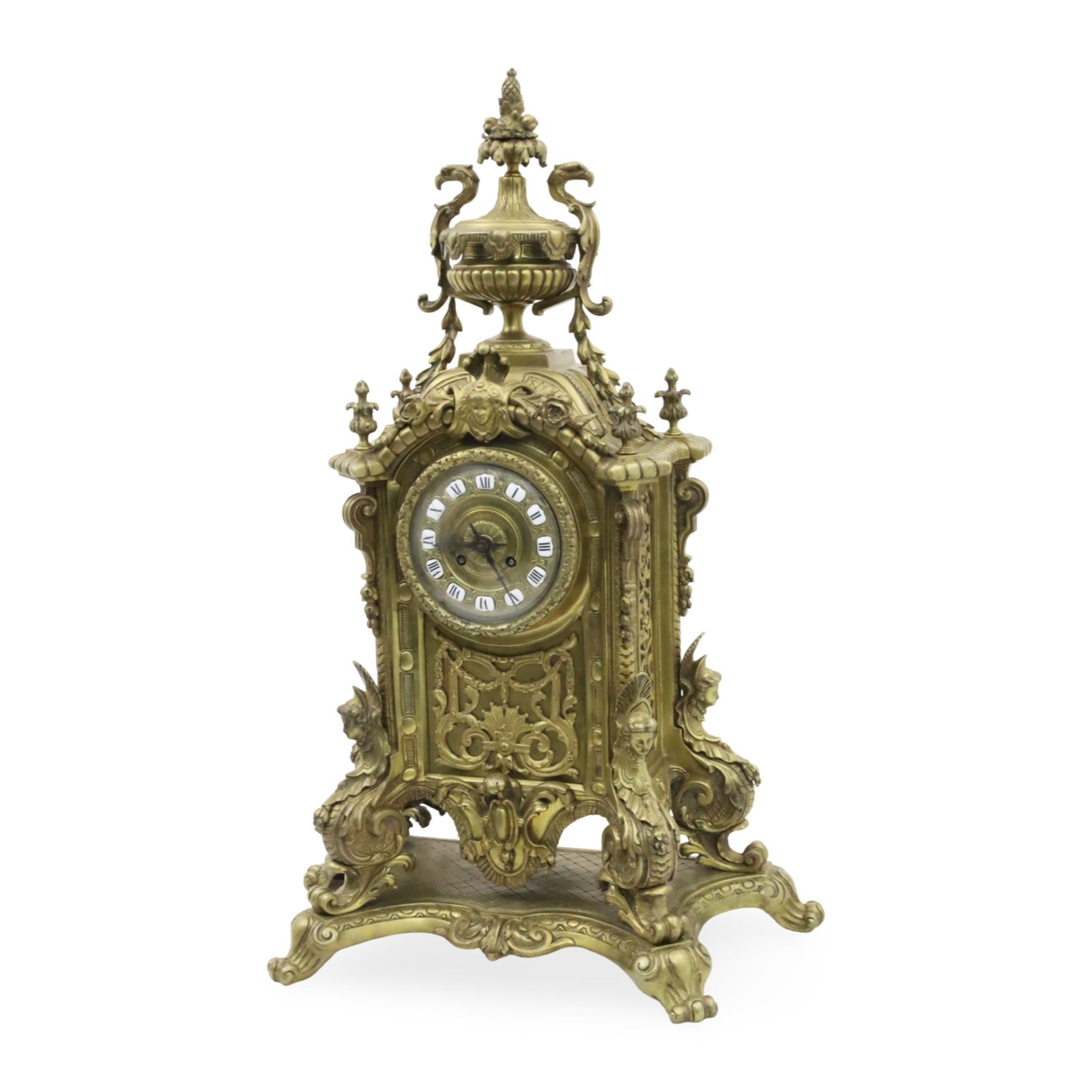 ROCOCO REVIVAL GILT BRONZE MANTLE CLOCK, 19TH C. (1 of 9)
