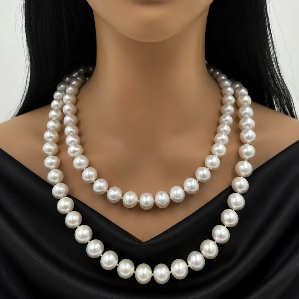PEARL NECKLACE 45": Pearl necklace with 12-14mm graduating pearls approx 45" long